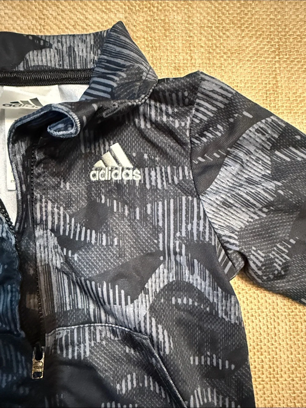 adidas Kids Black & Gray Patterned Jacket